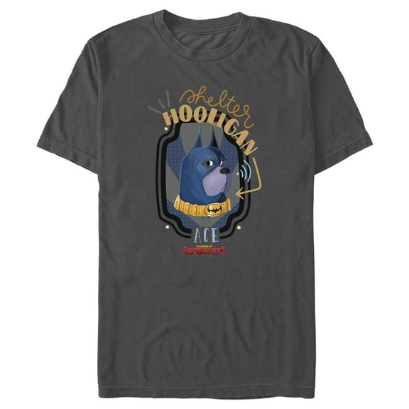 Men's DC League of Super-Pets Ace The Bat-Hound Shelter Hooligan  Graphic Tee Charcoal Small