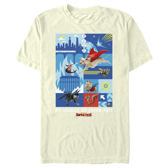 Men's DC League of Super-Pets Battle Ready Poster  Graphic Tee Beige 3X Large