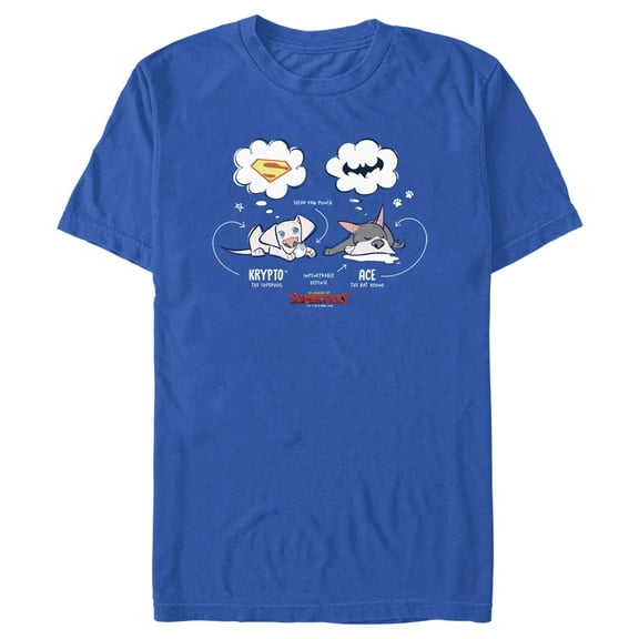 Men's DC League of Super-Pets Cartoon Krypto and Ace Dreams Graphic Tee Royal Blue Large