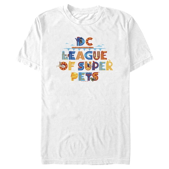 Men's DC League of Super-Pets Colorful Logo Graphic Tee White Small