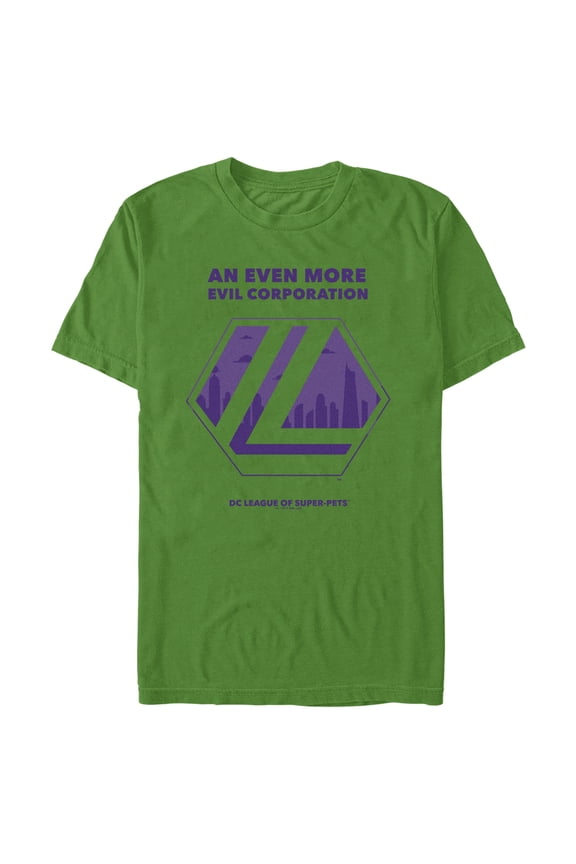 Men's DC League of Super-Pets Even More Evil Corporation Logo Graphic Tee Kelly Green Small