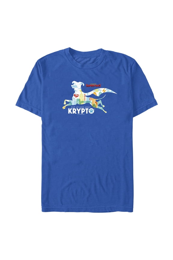 Men's DC League of Super-Pets Krypto Silhouette Graphic Tee Royal Blue Medium