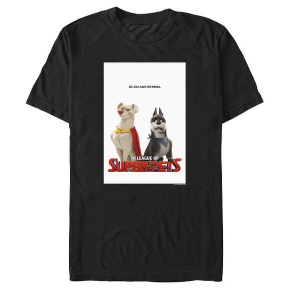 Men's DC League of Super-Pets Krypto and Ace Poster  Graphic Tee Black 3X Large