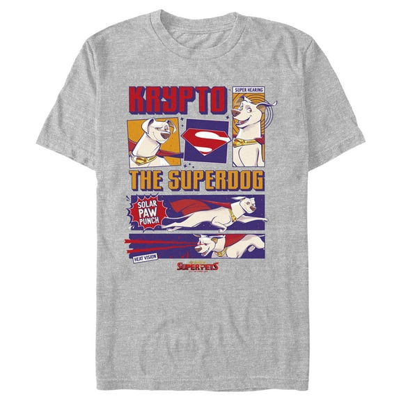Men's DC League of Super-Pets Krypto the Superdog Graphic Tee Athletic Heather 2X Large