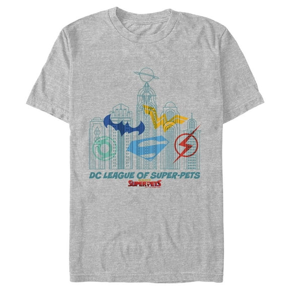 Men's DC League of Super-Pets Metropolis Skyline Outline Graphic Tee Athletic Heather Small
