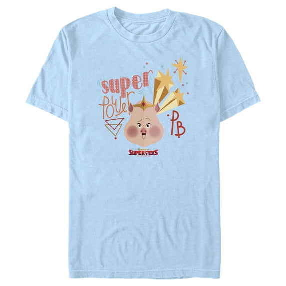 Men's DC League of Super-Pets Super Power PB Pig Graphic Tee Light Blue X Large
