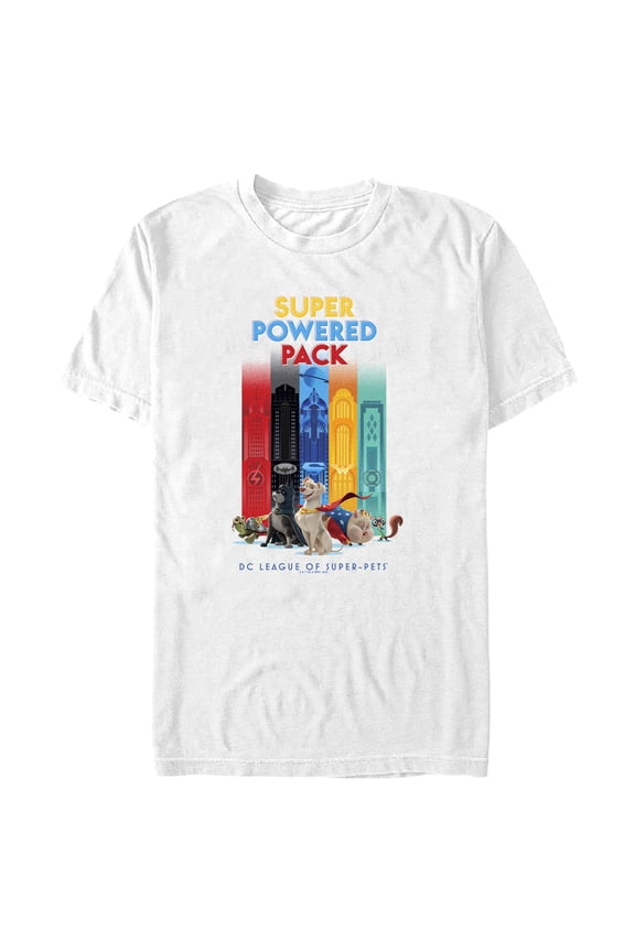 Men's DC League of Super-Pets Super Powered Pack Graphic Tee White Medium