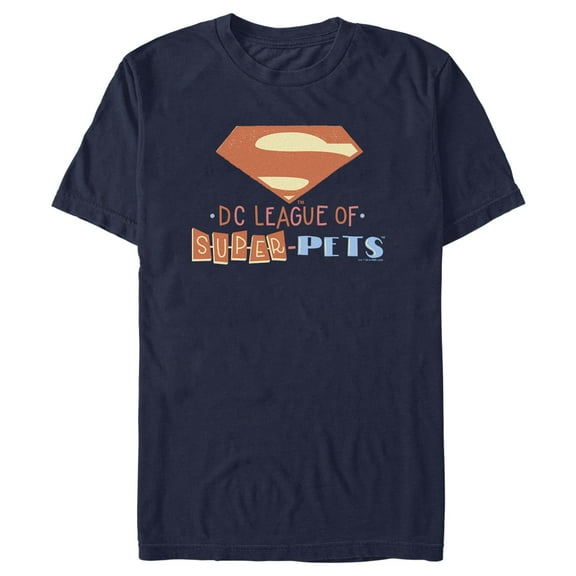 Men's DC League of Super-Pets Superman Emblem Cutouts Graphic Tee Navy Blue 3X Large