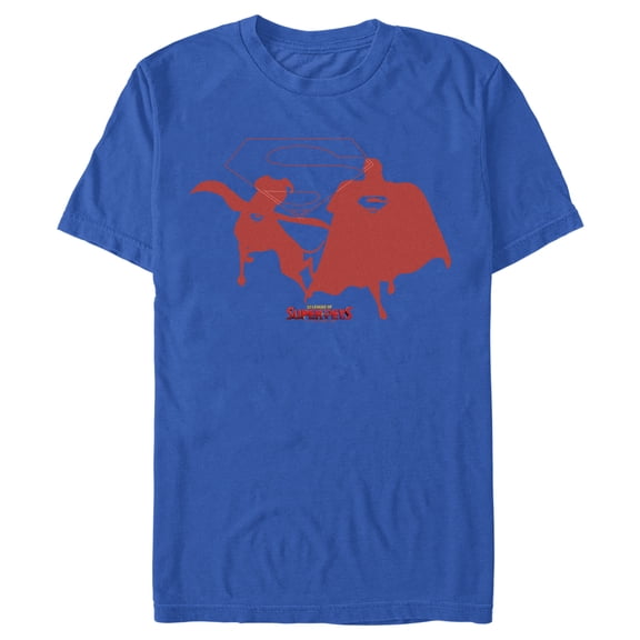 Men's DC League of Super-Pets Superman and Krypto Silhouettes  Graphic Tee Royal Blue Large