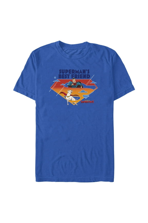 Men's DC League of Super-Pets Superman's Best Friend Logo  Graphic Tee Royal Blue X Large