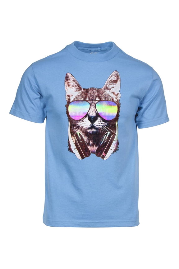 Men's DJ Cat Short-Sleeve T-Shirt - Light Blue - Medium