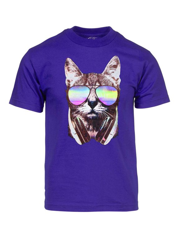 Men's DJ Cat Short-Sleeve T-Shirt - Purple - Medium