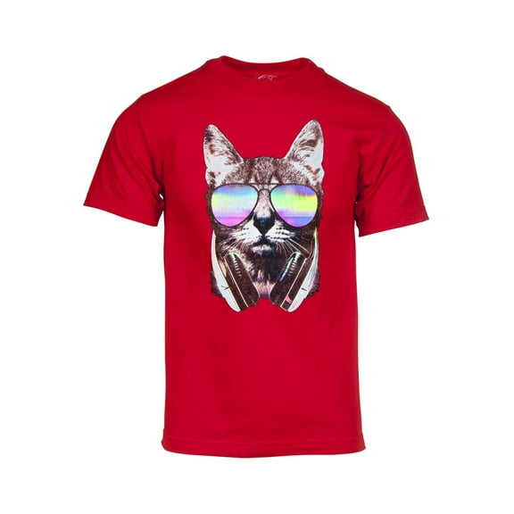 Men's DJ Cat Short-Sleeve T-Shirt - Red - Medium