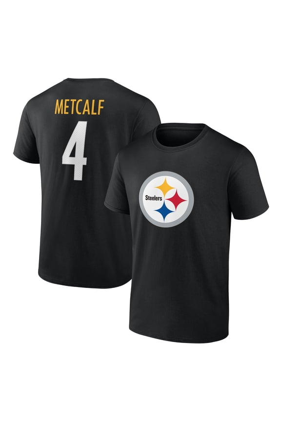 Men's DK Metcalf Black Pittsburgh Steelers Icon Name & Number T-Shirt