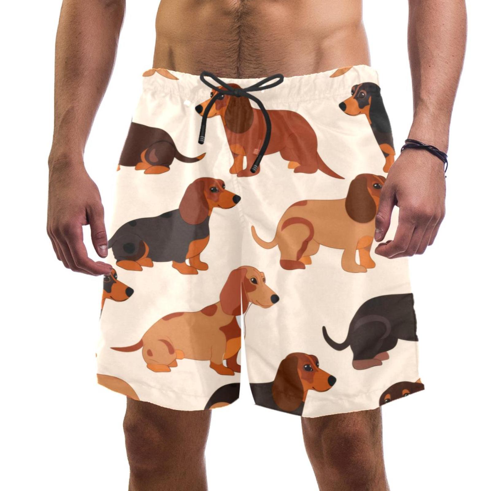 Men's Dachshund Dogs Swim Trunks Quick Dry Board Shorts Bathing Suits with Mesh Lining XXL