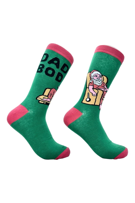 Men's Dad Bod Santa Socks Funny Xmas Drinking Lazy Fat Santa Claus Joke Footwear