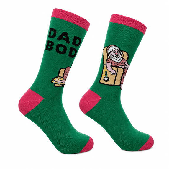 Men's Dad Bod Santa Socks Funny Xmas Drinking Lazy Fat Santa Claus Joke Footwear
