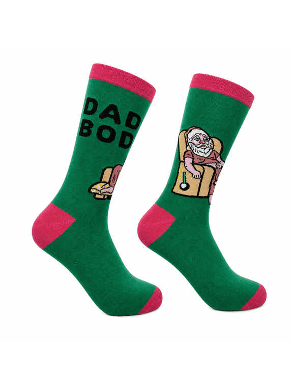 Men's Dad Bod Santa Socks Funny Christmas Drinking Lazy Fat Santa Claus Joke Footwear