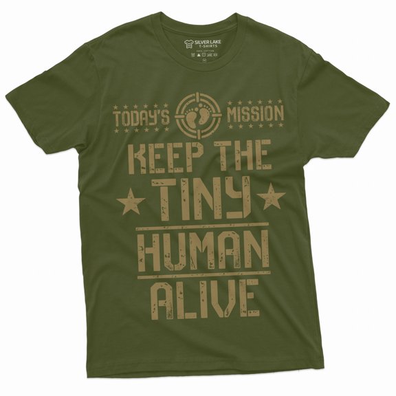 Men's Dad Father's Dad Daughter son T-shirt Today's Mission Funny Shirt For Father (XX-Large Military Green)