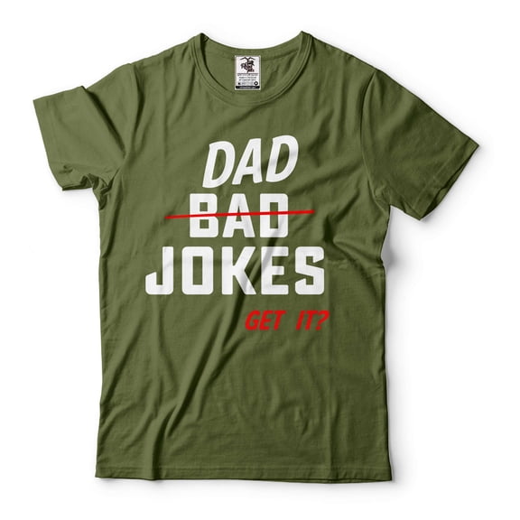 Men's Dad Jokes Shirt Humorous Dad Shirt Funny Father Birthday Gift Tee Father's Day Funny Shirts (X-Large Military Green)
