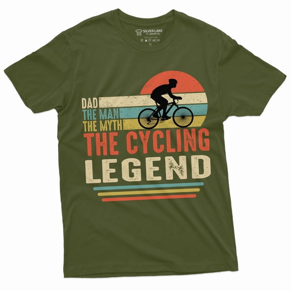Men's Dad cycling legend shirt Father's day Gift Mens tee shirt bicycle cyclist father dad gifts tee (Small Military Green)