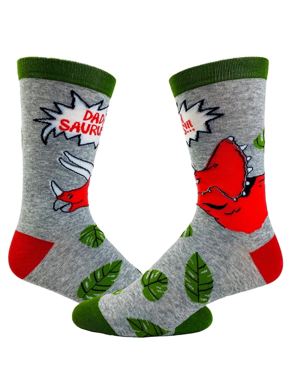 Men's Dadasaurus Socks Funny Triceratops Father's Day Dinosaur Novelty Footwear