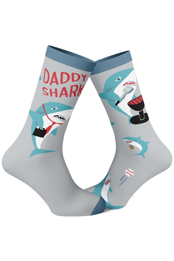 Men's Daddy Shark Socks Funny Father's Day Gift for Dad Viral Kids Song Novelty Footwear