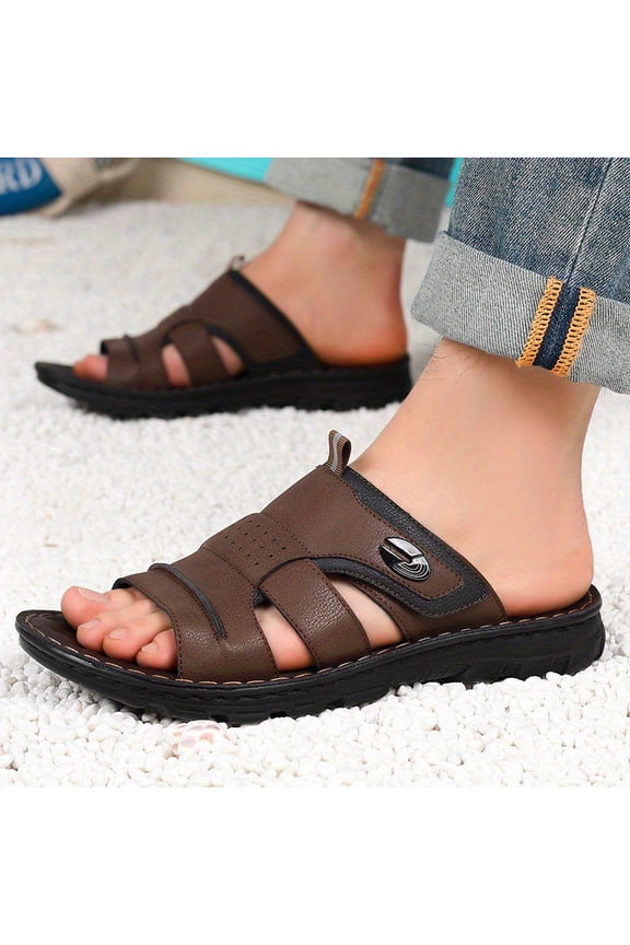 Men's Daily Casual Slippers, Summer Slide Sandals, Comfortable Soft Footbed, Lightweight and Durable, Fixed Strap Design, for Home and Outdoor Walking
