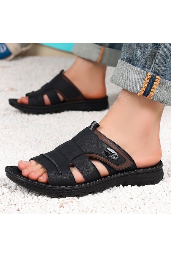 Men's Daily Casual Slippers, Summer Slide Sandals, Comfortable Soft Footbed, Lightweight and Durable, Fixed Strap Design, for Home and Outdoor Walking