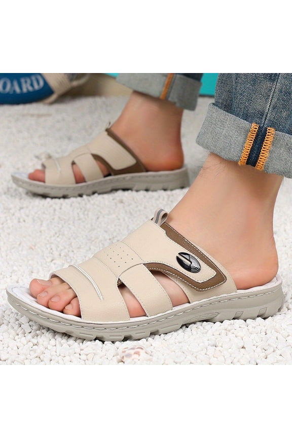 Men's Daily Casual Slippers, Summer Slide Sandals, Comfortable Soft Footbed, Lightweight and Durable, Fixed Strap Design, for Home and Outdoor Walking