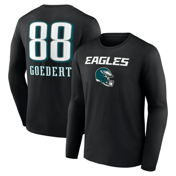 Men's Dallas Goedert Black Philadelphia Eagles Wordmark Player Name & Number Long Sleeve T-Shirt