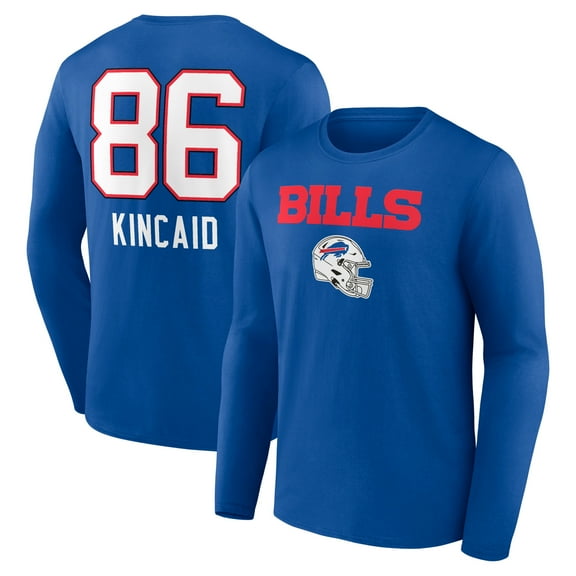 Men's Dalton Kincaid Royal Buffalo Bills Team Wordmark Player Name & Number Long Sleeve T-Shirt
