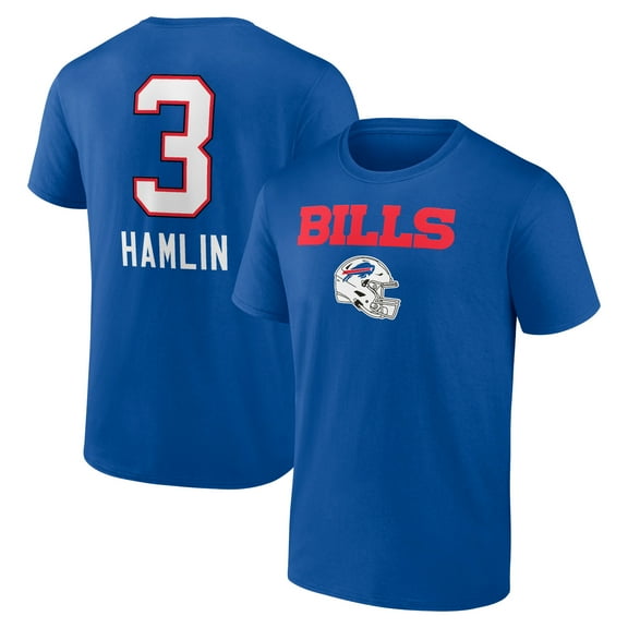Men's Damar Hamlin Royal Buffalo Bills Team Wordmark Player Name & Number T-Shirt