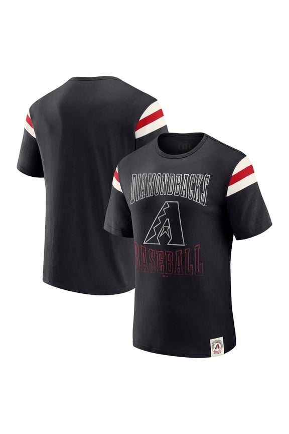 Men's Darius Rucker Collection by Fanatics Black Arizona Diamondbacks Distressed Sleeve Stripe T-Shirt