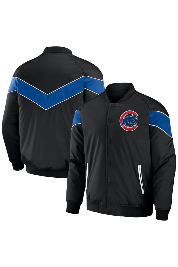 Men's Darius Rucker Collection by Fanatics Black Chicago Cubs Baseball Raglan Full-Snap Jacket