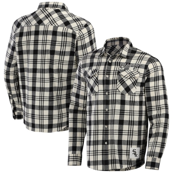 Men's Darius Rucker Collection by Fanatics Black Chicago White Sox Plaid Flannel Button-Up Shirt