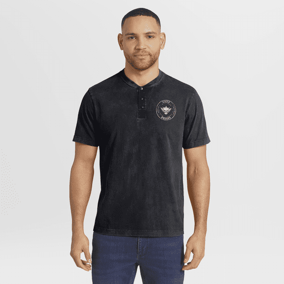 Men's Darius Rucker Collection by Fanatics Black Cody Rhodes Washed Henley T-Shirt
