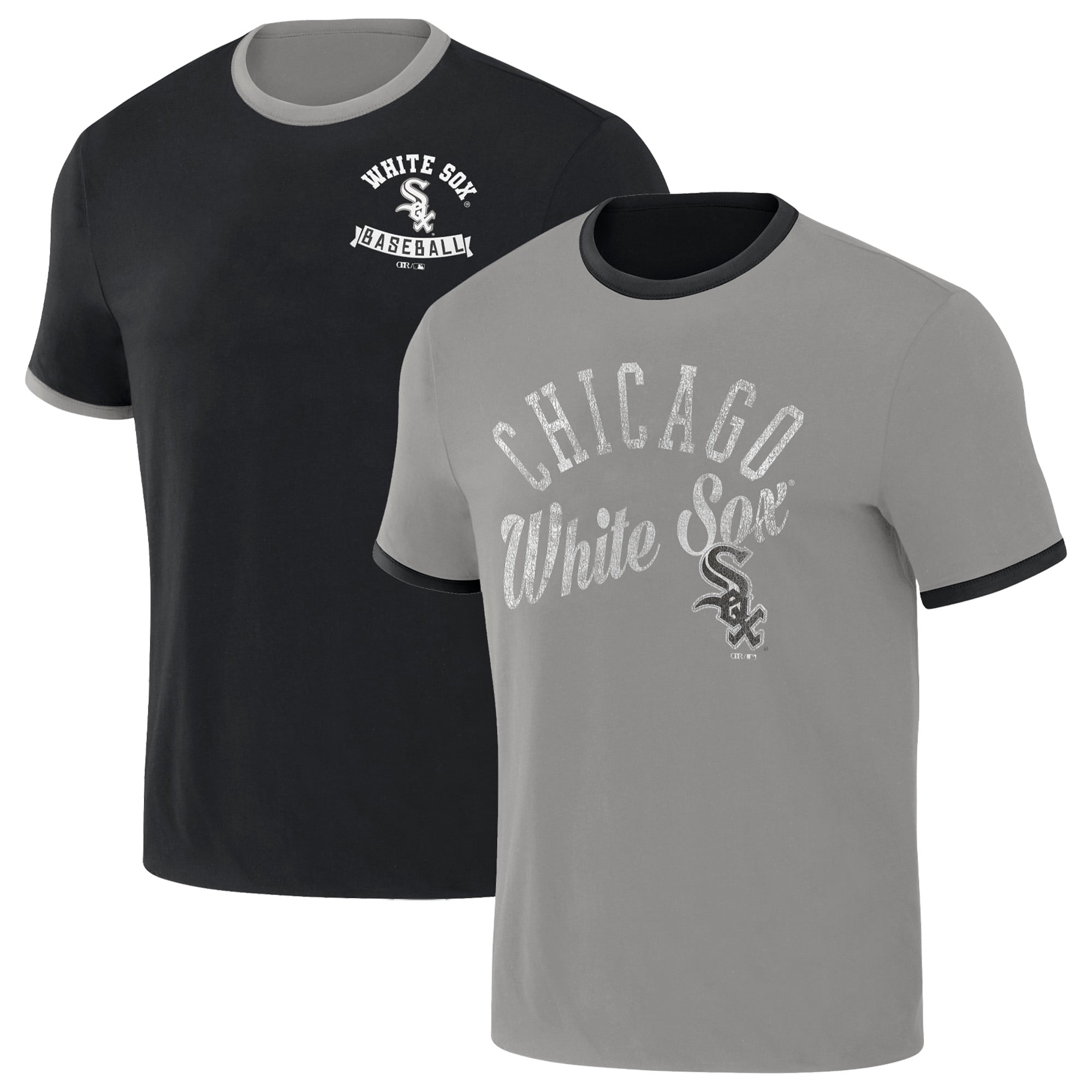 Men's Darius Rucker Collection by Fanatics Black/Gray Chicago White Sox  Two-Way Ringer Reversible T-Shirt 