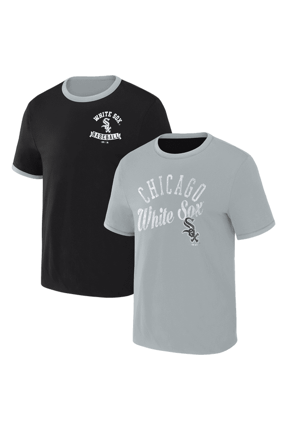Men's Darius Rucker Collection by Fanatics Black/Gray Chicago White Sox Two-Way Ringer Reversible T-Shirt