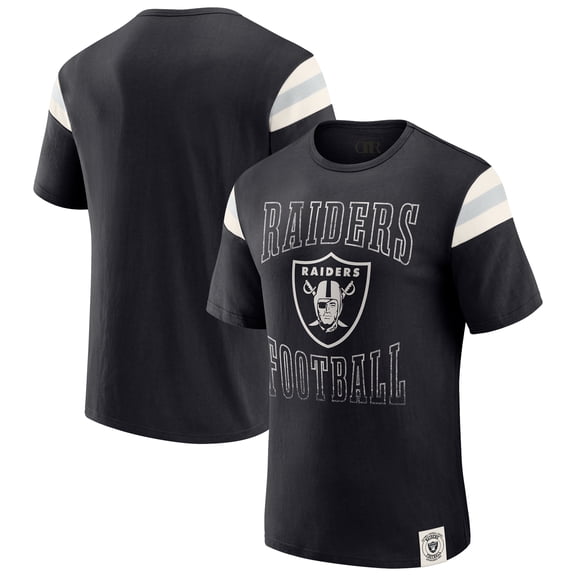 Men's Darius Rucker Collection by Fanatics Black Las Vegas Raiders Football Stripe Sleeve T-Shirt