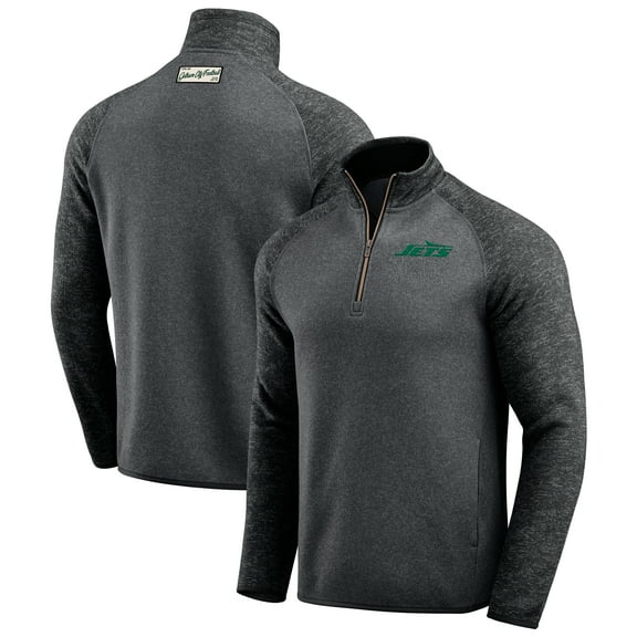 Men's Darius Rucker Collection by Fanatics Black New York Jets Tonal Raglan-Quarter-Zip Top