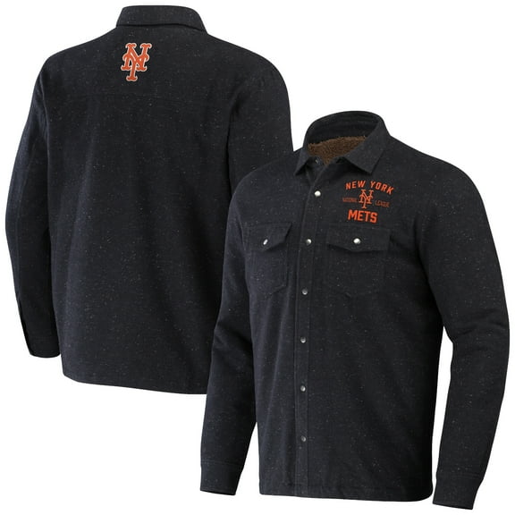 Men's Darius Rucker Collection by Fanatics Black New York Mets Ringstop-Full-Snap Shacket