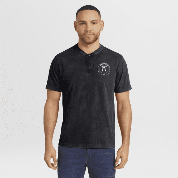 Men's Darius Rucker Collection by Fanatics Black Roman Reigns Washed Henley T-Shirt