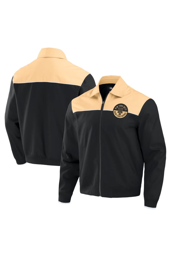 Men's Darius Rucker Collection by Fanatics Black/Tan New York Mets Canvas Bomber Full-Zip Jacket
