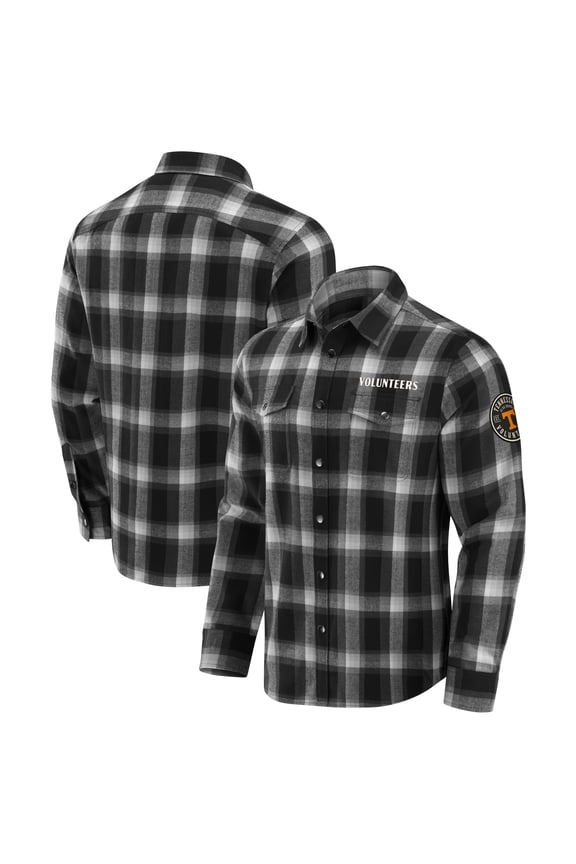 Men's Darius Rucker Collection by Fanatics Black Tennessee Volunteers Flannel Plaid Full-Snap Shirt