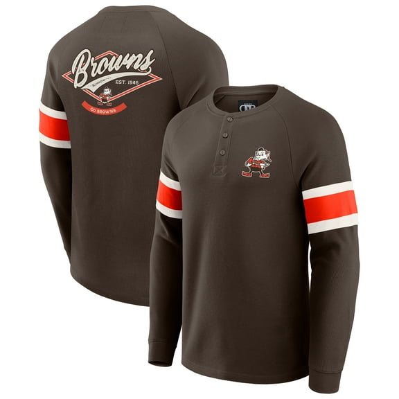 Men's Darius Rucker Collection by Fanatics Brown Cleveland Browns Waffle-Knit Raglan Long Sleeve Henley T-Shirt