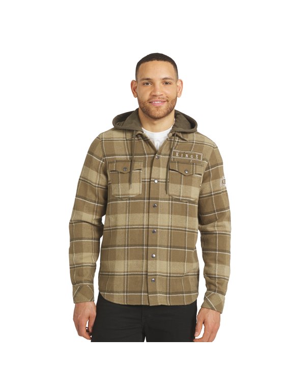 Men's Darius Rucker Collection by Fanatics Brown Los Angeles Kings Woven Hooded Full-Snap Shacket