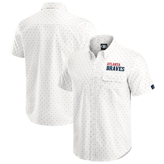 Men's-Darius Rucker Collection by Fanatics  Cream Atlanta Braves Printed Button-Down Shirt