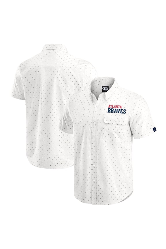 Men's-Darius Rucker Collection by Fanatics Cream Atlanta Braves Printed Button-Down Shirt