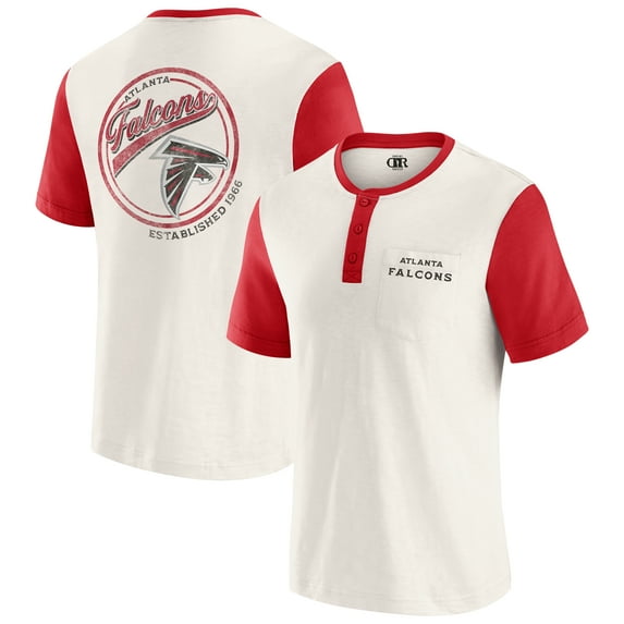 Men's Darius Rucker Collection by Fanatics Cream Atlanta Falcons Henley Colorblock Slub Pocket T-Shirt